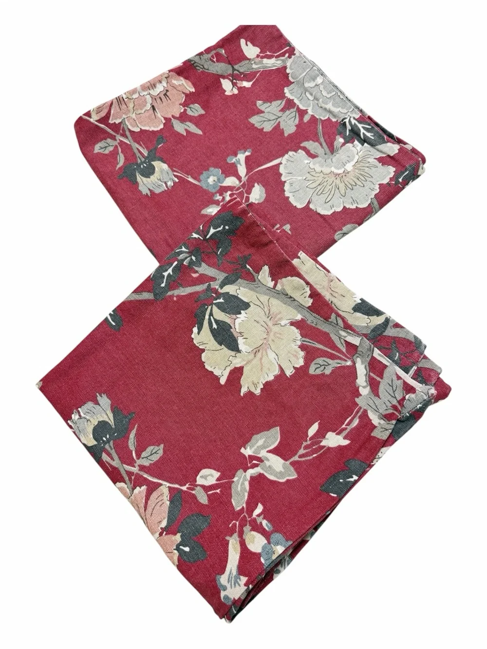 Pottery Barn Brighton Pillow Shams Burgundy Floral Bird Pillow Covers Set of 2
